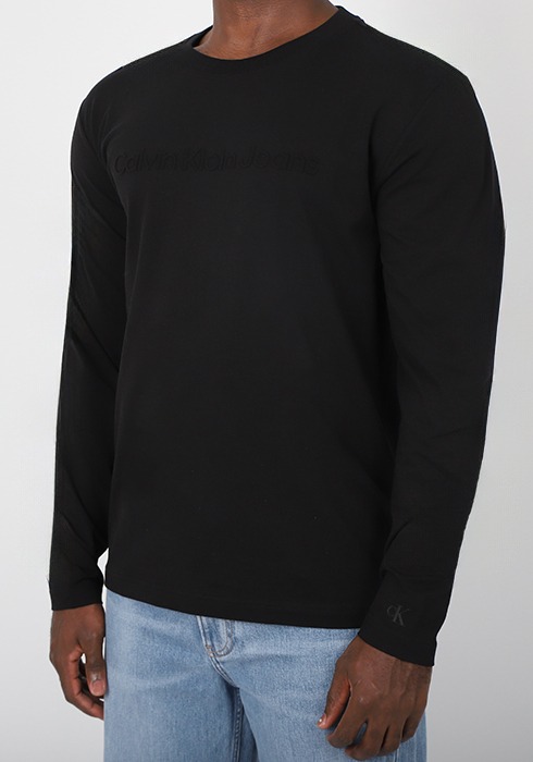 캘빈클라인 남성 티셔츠 엠보로고 레귤러핏 긴팔 화이트,블랙 J322256